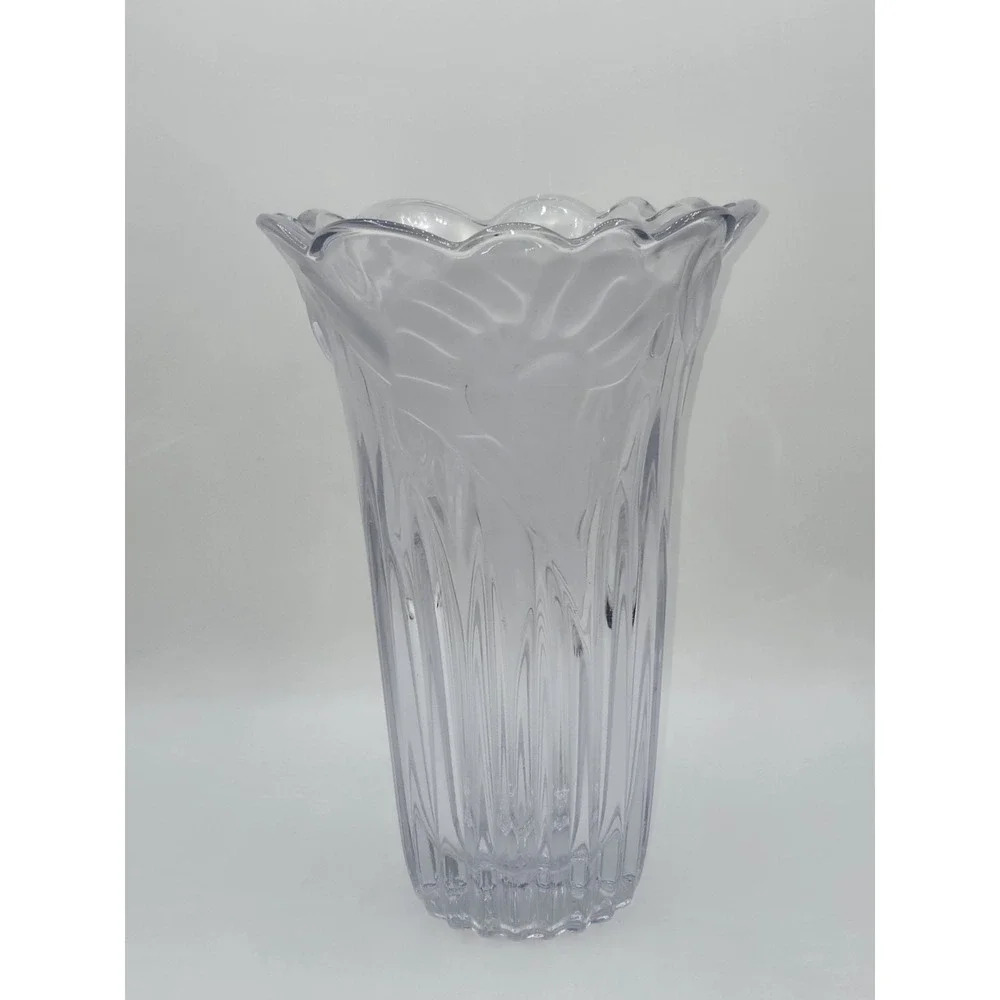 Mikasa Studio Nova Fluted Crystal Vase w/ Frosted Flowers
